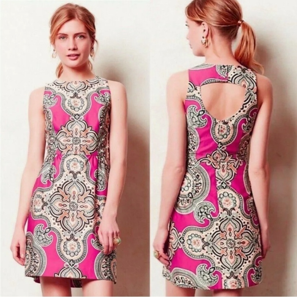 MOULINETTE SOEURS - ANTHROPOLOGIE | Pink Medallion Paisley Print Geidi Dress